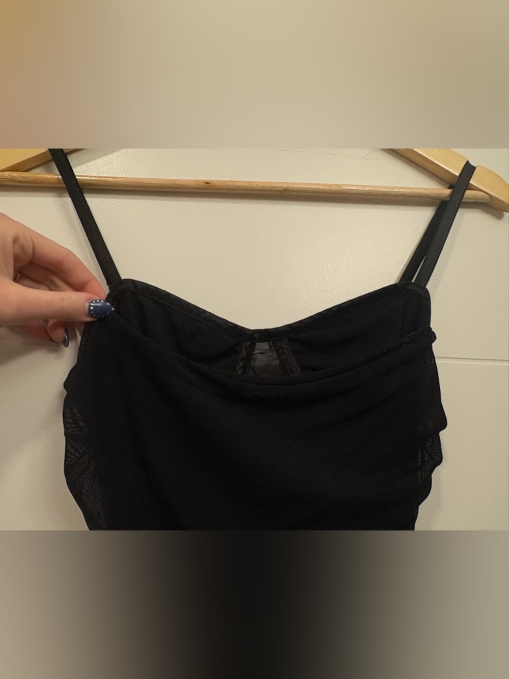 Mesh Corset Ruched Top — Black - Picture 7 of 8